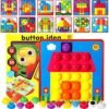 AOUVT Juguetes Montessori de Colores Mosaico, Juegos Educativos Tempranos, Regalos para Niños de 2 3 4 Años- 12 Cartas y 50 Botones
