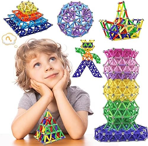 Jvchengxi 320 Piezas Construcciones Magneticas Niños, Bloques de Construcción Magnéticos Palos, Montessori Juguetes de Construccion Apilables, Juguetes Educativos Regalos Set para Adultos y Niños
