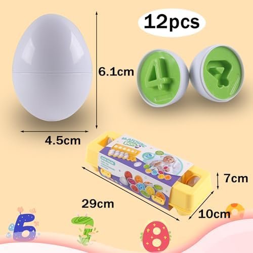 Rshuhx Regalos de Pascua para Niños Huevos Juego para Niños Reconocimiento de Colores y Números Juguetes MontessoriMotora Fina Educativa para Niños de 1 2 3 4 años (Reutilizable)