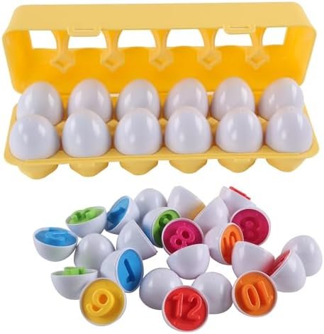 Rshuhx Regalos de Pascua para Niños Huevos Juego para Niños Reconocimiento de Colores y Números Juguetes MontessoriMotora Fina Educativa para Niños de 1 2 3 4 años (Reutilizable)