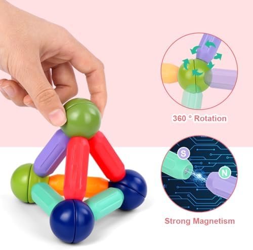 OSDUE 136PCS Juegos de Bloques de Construcción Magnéticos, Juguetes de Varillas Magnéticas, Juegos Educativos de Bloques de Construcción Magnéticos, Juguetes Montessori, Jjuegos de Juguetes Educativos