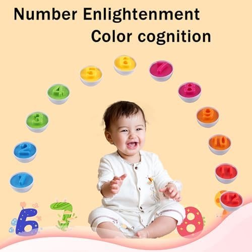 Rshuhx Regalos de Pascua para Niños Huevos Juego para Niños Reconocimiento de Colores y Números Juguetes MontessoriMotora Fina Educativa para Niños de 1 2 3 4 años (Reutilizable)