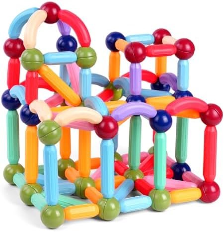 OSDUE 136PCS Juegos de Bloques de Construcción Magnéticos, Juguetes de Varillas Magnéticas, Juegos Educativos de Bloques de Construcción Magnéticos, Juguetes Montessori, Jjuegos de Juguetes Educativos