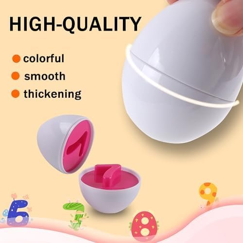 Rshuhx Regalos de Pascua para Niños Huevos Juego para Niños Reconocimiento de Colores y Números Juguetes MontessoriMotora Fina Educativa para Niños de 1 2 3 4 años (Reutilizable)