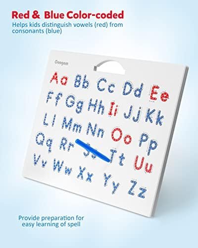 Coogam - Tablero de práctica de letras magnéticas, imanes de rastreo ABC, tablero de alfabeto para aprender a escribir, juguete educativo, motor fino Montessori, regalo para niños de 3 4 5 años