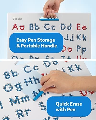 Coogam - Tablero de práctica de letras magnéticas, imanes de rastreo ABC, tablero de alfabeto para aprender a escribir, juguete educativo, motor fino Montessori, regalo para niños de 3 4 5 años