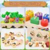 6 in 1 Juguetes Montessori de Madera 1 2 3 Años, Colores Formas Clasificar& Juguetes para apilar y Encajar &Juguete de enhebrar&Juegos magnéticos&Animales de Granja, Juguete Educativo para Bebé Niños