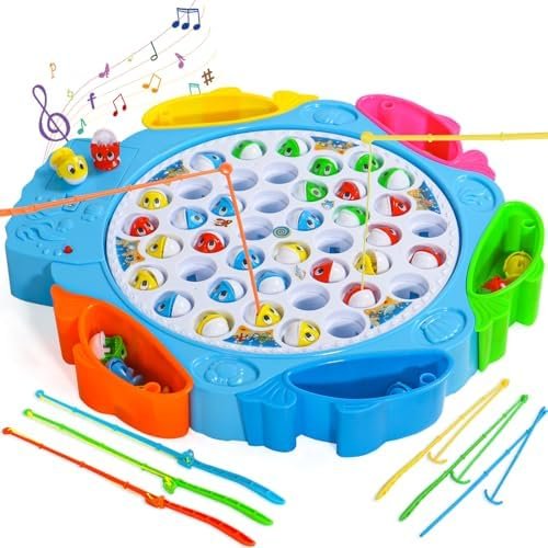 Juegos de Mesa Juguetes Niños 3 4 Años Juego Pescar Peces Musical con 8 Cañas de Pescar y 42 Peces Juegos Niños 4 Años Juegos Educativos Regalo Niños 3 4 5 6 7 años Juguetes Montessori