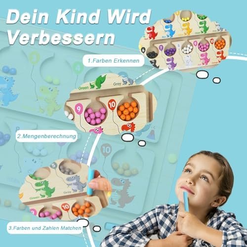 AIVORO Laberinto Magnetico de Colores y Números, Juguetes Montessori de Madera, Juego Educativo para Regalos Cumpleaños Niños, Juego Motricidad Fina 3 4 5 6 Años