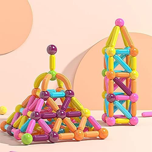 88 Bolas magnéticas, Juego de Palos de construcción magnéticos, Azulejos de Bloques de construcción, Juguetes apilables Stem para niños a Partir de 3 años (88 Piezas)