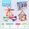 88 Bolas magnéticas, Juego de Palos de construcción magnéticos, Azulejos de Bloques de construcción, Juguetes apilables Stem para niños a Partir de 3 años (88 Piezas)