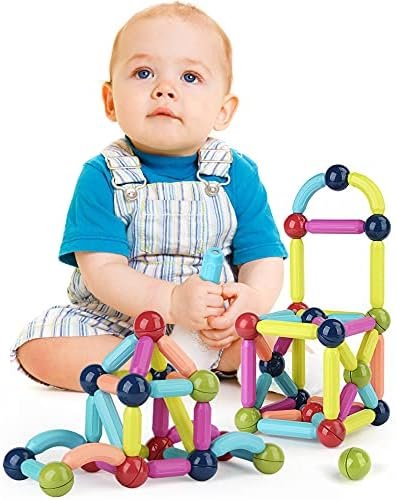 88 Bolas magnéticas, Juego de Palos de construcción magnéticos, Azulejos de Bloques de construcción, Juguetes apilables Stem para niños a Partir de 3 años (88 Piezas)