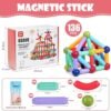 OSDUE 136PCS Juegos de Bloques de Construcción Magnéticos, Juguetes de Varillas Magnéticas, Juegos Educativos de Bloques de Construcción Magnéticos, Juguetes Montessori, Jjuegos de Juguetes Educativos