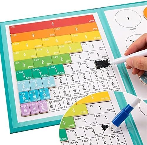 Voihamy Rompecabezas magnético de fracción | Baldosas de rotura magnéticas | Juguetes educativos para aprender fracciones | Juego manipulador de matemáticas de fracción arco iris | Montessori Paste