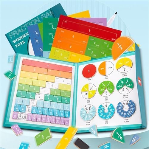 Voihamy Rompecabezas magnético de fracción | Baldosas de rotura magnéticas | Juguetes educativos para aprender fracciones | Juego manipulador de matemáticas de fracción arco iris | Montessori Paste