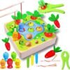 Felly Juguetes Montessori 1 Año, Juguetes de Madera Rompecabezas Zanahorias Clasificación Juego de Pesca Juguetes Educativos Niños, Temprano Regalo de Cumpleaños Navidad para Bebés de 1-3 años