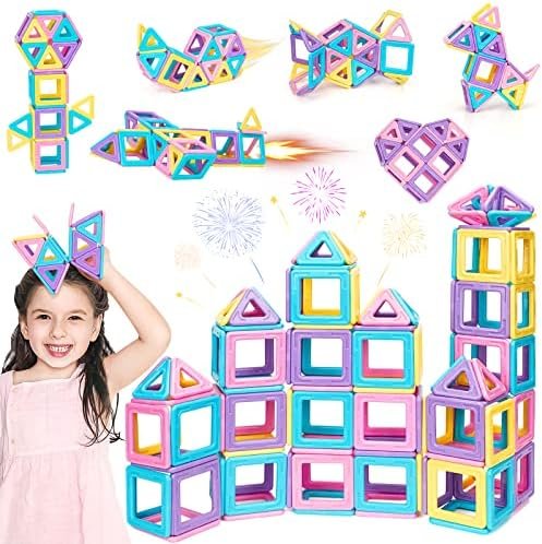 Kizmyee Bloques de construcción magnéticos, Macaron magnético Juguetes niños Juego magnético Bloques de construcción magnéticos 42 Piezas, Juguete Educativo Juguete Regalo para niños 3-8 años