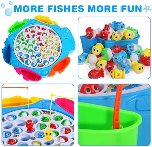 Juegos de Mesa Juguetes Niños 3 4 Años Juego Pescar Peces Musical con 8 Cañas de Pescar y 42 Peces Juegos Niños 4 Años Juegos Educativos Regalo Niños 3 4 5 6 7 años Juguetes Montessori