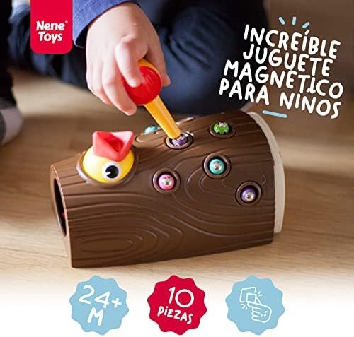 Nene Toys Pajarito Carpintero – Juguete Educativo Magnético para Niños de 2+ Años – Mejora Habilidades Motoras Finas y Reconocimiento de Colores – Juego Educativo para Niños y Niñas de 2 3 Años