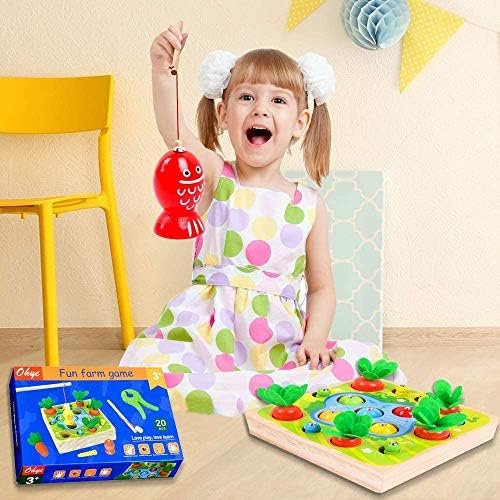Felly Juguetes Montessori 1 Año, Juguetes de Madera Rompecabezas Zanahorias Clasificación Juego de Pesca Juguetes Educativos Niños, Temprano Regalo de Cumpleaños Navidad para Bebés de 1-3 años