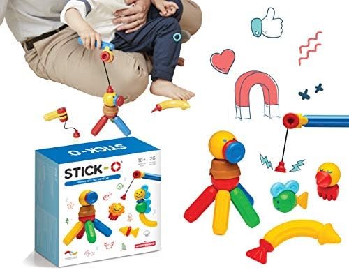 Stick-O Bloques de construcción magnéticos para niños a Partir de 1 año Juguetes de construcción Juguete de Pesca Educativo magnético para niñas Niños Montessori Juguetes Juego de 26 Piezas