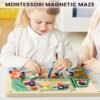 TOP BRIGHT Tablero de laberinto magnético Montessori juguetes para niños de 3 a 5 años, juego de clasificación de imanes de basura de madera, juguetes educativos, juguete de viaje para niños pequeños,