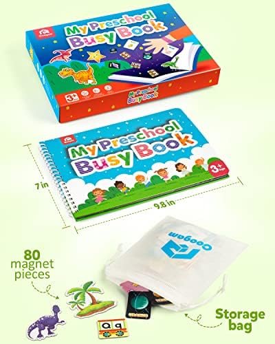 Coogam Preschool Magnetic Busy Book, 9 Pegatinas temáticas Juguetes sensoriales Habilidades motoras Finas Carpeta de Aprendizaje Libro silencioso Montessori Juguetes para niños