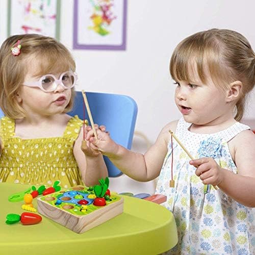 Felly Juguetes Montessori 1 Año, Juguetes de Madera Rompecabezas Zanahorias Clasificación Juego de Pesca Juguetes Educativos Niños, Temprano Regalo de Cumpleaños Navidad para Bebés de 1-3 años