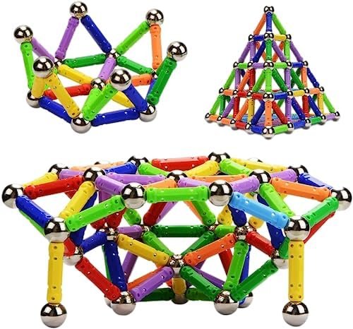 McDou Set Palos magnéticos y Bolas, 140PCS, Juguetes educativos de construcción, para niños