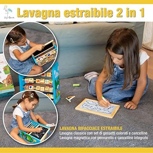 Juegos Montessori 2 3 4 5 Años, Juegos Niños, Juego Pirámide Regalo Bebé Niña Juguetes Educativos de Madera con Pizarra Magnética Ábaco Cubo