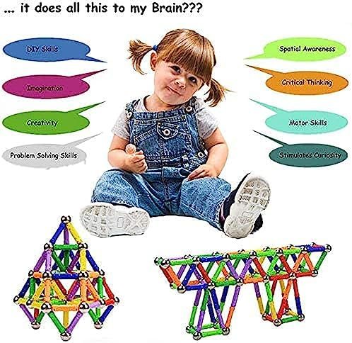 McDou Set Palos magnéticos y Bolas, 140PCS, Juguetes educativos de construcción, para niños