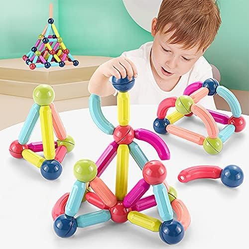 88 Bolas magnéticas, Juego de Palos de construcción magnéticos, Azulejos de Bloques de construcción, Juguetes apilables Stem para niños a Partir de 3 años (88 Piezas)