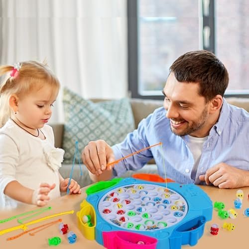 Juegos de Mesa Juguetes Niños 3 4 Años Juego Pescar Peces Musical con 8 Cañas de Pescar y 42 Peces Juegos Niños 4 Años Juegos Educativos Regalo Niños 3 4 5 6 7 años Juguetes Montessori