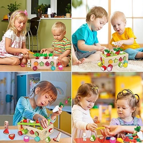 Juguetes Montessori Madera 1 Años, Montessori Educativos Juegos Niños 1 2 3 4 5 años, Juguete Magneticos con Juego de Pescar y Puzzles para de 1-5 Años Regalos de Cumpleaños Navidad