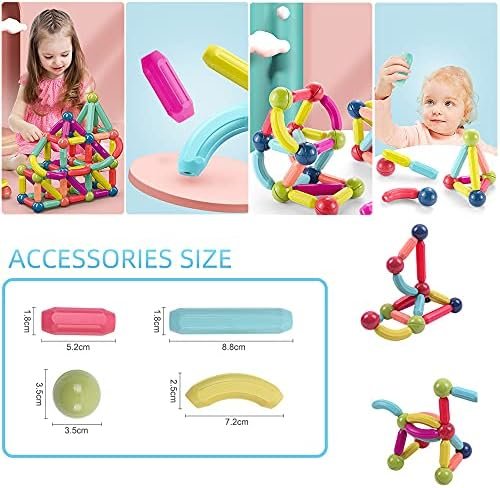 88 Bolas magnéticas, Juego de Palos de construcción magnéticos, Azulejos de Bloques de construcción, Juguetes apilables Stem para niños a Partir de 3 años (88 Piezas)