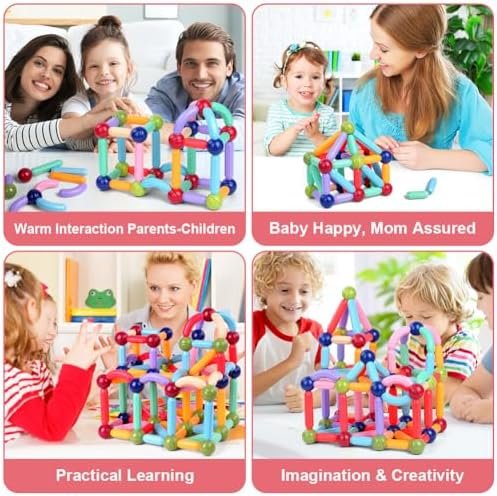 OSDUE 136PCS Juegos de Bloques de Construcción Magnéticos, Juguetes de Varillas Magnéticas, Juegos Educativos de Bloques de Construcción Magnéticos, Juguetes Montessori, Jjuegos de Juguetes Educativos