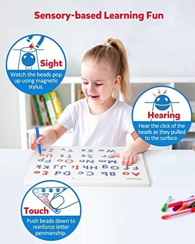 Coogam - Tablero de práctica de letras magnéticas, imanes de rastreo ABC, tablero de alfabeto para aprender a escribir, juguete educativo, motor fino Montessori, regalo para niños de 3 4 5 años