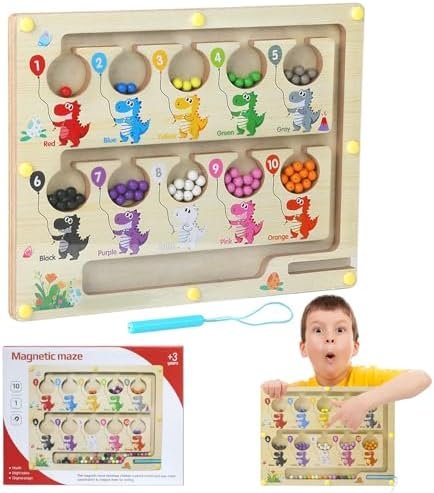AIVORO Laberinto Magnetico de Colores y Números, Juguetes Montessori de Madera, Juego Educativo para Regalos Cumpleaños Niños, Juego Motricidad Fina 3 4 5 6 Años