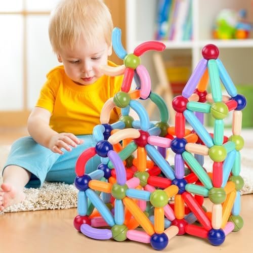 OSDUE 136PCS Juegos de Bloques de Construcción Magnéticos, Juguetes de Varillas Magnéticas, Juegos Educativos de Bloques de Construcción Magnéticos, Juguetes Montessori, Jjuegos de Juguetes Educativos