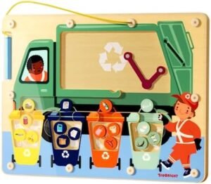 TOP BRIGHT Tablero de laberinto magnético Montessori juguetes para niños de 3 a 5 años, juego de clasificación de imanes de basura de madera, juguetes educativos, juguete de viaje para niños pequeños,