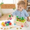 6 in 1 Juguetes Montessori de Madera 1 2 3 Años, Colores Formas Clasificar& Juguetes para apilar y Encajar &Juguete de enhebrar&Juegos magnéticos&Animales de Granja, Juguete Educativo para Bebé Niños