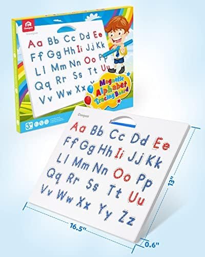 Coogam - Tablero de práctica de letras magnéticas, imanes de rastreo ABC, tablero de alfabeto para aprender a escribir, juguete educativo, motor fino Montessori, regalo para niños de 3 4 5 años