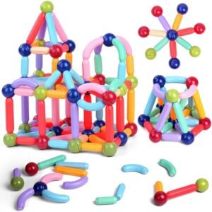 OSDUE 136PCS Juegos de Bloques de Construcción Magnéticos, Juguetes de Varillas Magnéticas, Juegos Educativos de Bloques de Construcción Magnéticos, Juguetes Montessori, Jjuegos de Juguetes Educativos