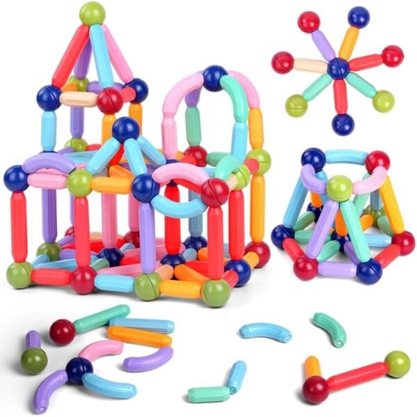 OSDUE 136PCS Juegos de Bloques de Construcción Magnéticos, Juguetes de Varillas Magnéticas, Juegos Educativos de Bloques de Construcción Magnéticos, Juguetes Montessori, Jjuegos de Juguetes Educativos