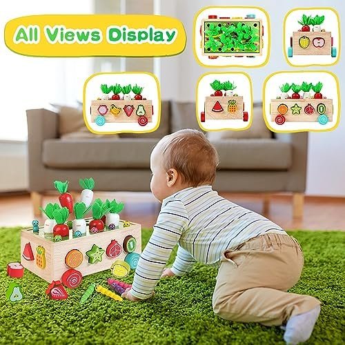 Juguetes Montessori Madera 1 Años, Montessori Educativos Juegos Niños 1 2 3 4 5 años, Juguete Magneticos con Juego de Pescar y Puzzles para de 1-5 Años Regalos de Cumpleaños Navidad