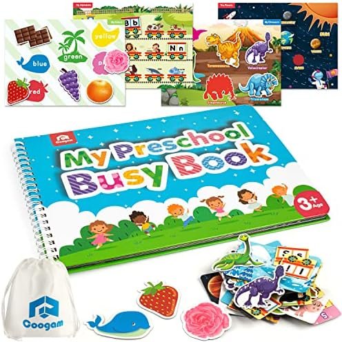 Coogam Preschool Magnetic Busy Book, 9 Pegatinas temáticas Juguetes sensoriales Habilidades motoras Finas Carpeta de Aprendizaje Libro silencioso Montessori Juguetes para niños