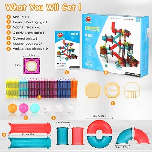 VATOS Bloques de construcción magnéticos para niños, 125 Unidades, Extragrande Stem, Juguetes de construcción magnéticos, Azulejos magnéticos para niños y niñas, Regalo Creativo de 3 a 8 años