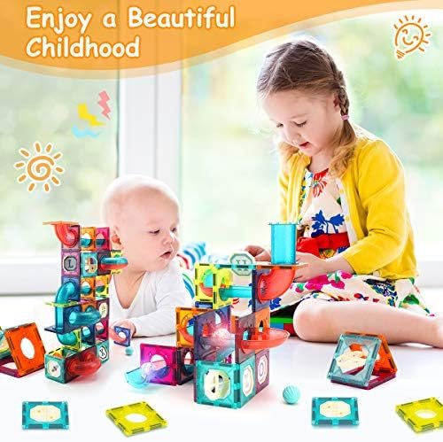 VATOS Bloques de construcción magnéticos para niños, 125 Unidades, Extragrande Stem, Juguetes de construcción magnéticos, Azulejos magnéticos para niños y niñas, Regalo Creativo de 3 a 8 años
