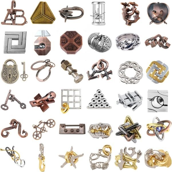 Rompecabezas Metal, Joyeee Brain Teaser Puzzle Desbloqueo Enclavamiento Desenreda Juego IQ Entrenamiento, Juguetes de Educativa Inteligencia para Adultos y Niños Challenge, Dificultad Alta - 36Pcs A