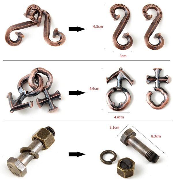 Rompecabezas Metal, Joyeee Brain Teaser Puzzle Desbloqueo Enclavamiento Desenreda Juego IQ Entrenamiento, Juguetes de Educativa Inteligencia para Adultos y Niños Challenge, Dificultad Alta - 36Pcs A